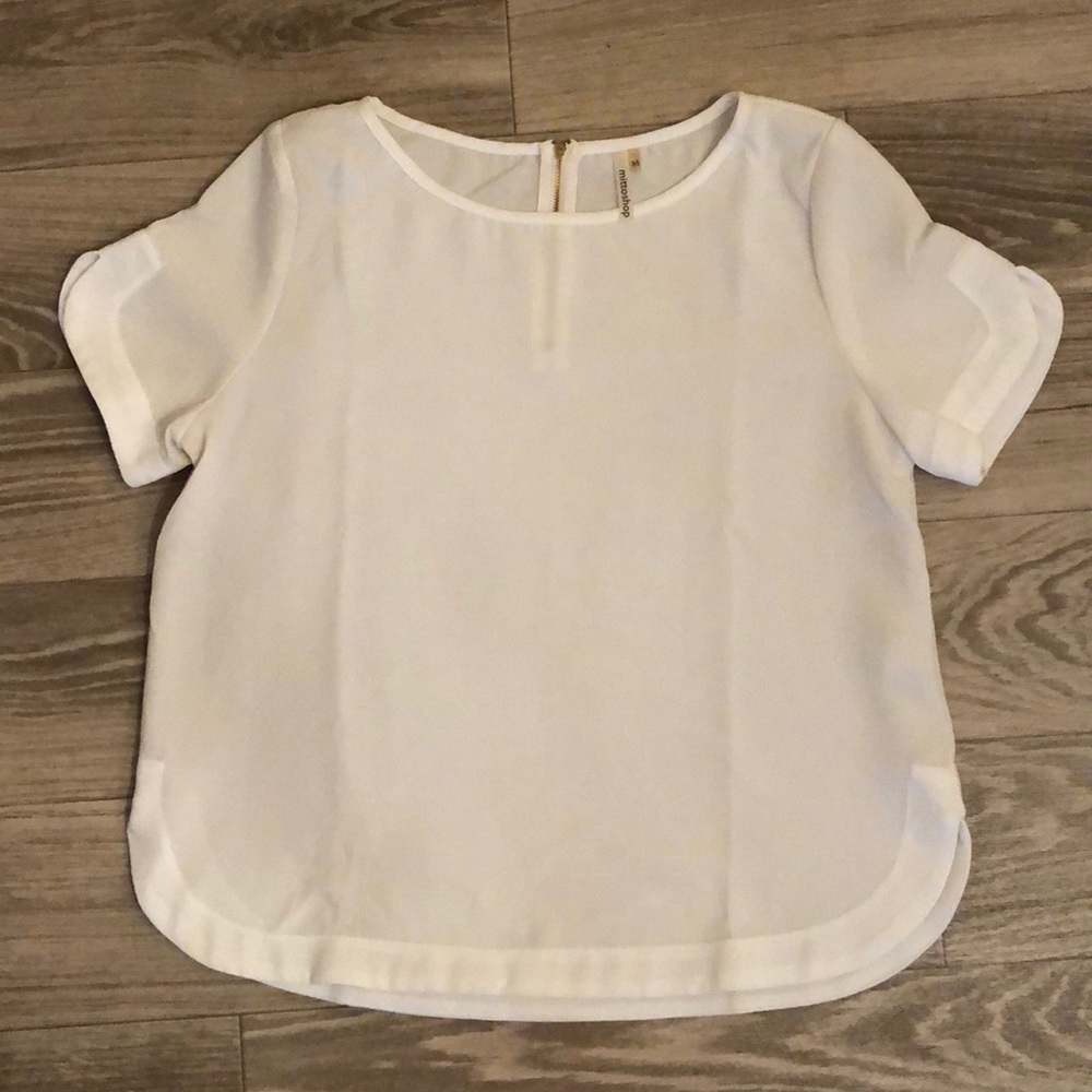White Mittoshop Top with gold back zipper